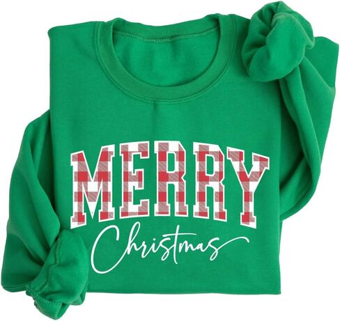 Merry Christmas Sweatshirt Christmas Plaid Sweatshirt in Kuwait