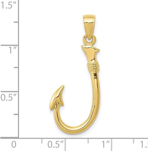 DEWBERRY 10K Yellow Gold Mariners Jewelry 3D Fish Hook Pendant Charm (Weight : 1.61 GM, Length : 35 MM, Width : 13.5 MM) in Saudi Arabia