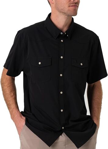 Burlebo Men’s Performance Western Shirt – Pearl Snap Button Up, Lightweight Stretch Fabric, Quick Dry & Moisture Wicking in Saudi Arabia