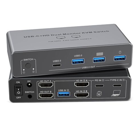 HDMI DP4 KVM Switch 2 مراقبين 4 أجهزة كمبيوتر 4K@60Hz ، USB3.0 أربعة أجهزة كمبيوتر مفتاح KVM لـ 4 أجهزة كمبيوتر تشارك 2 شاشات مع 3 منافذ USB مشاركة لوحة المفاتيح والماوس ، الطابعة ، وحدة التحكم في سطح المكتب in Kuwait