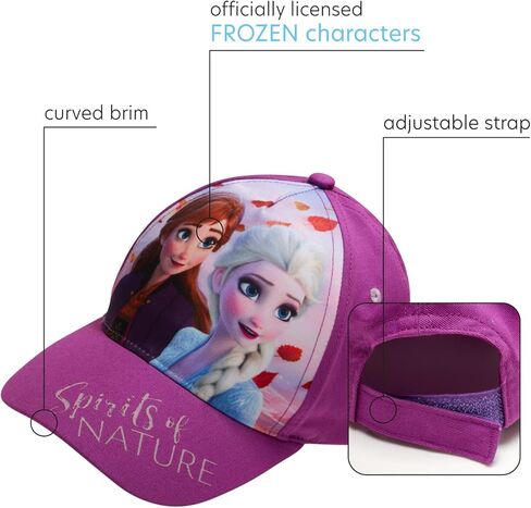 Disney Girls' Frozen Baseball Cap - 2 Pack Princess Elsa and Anna Curved Brim Strap Back Hat (2T-7), Size 4-7 Years, Frozen Spirit 2 Pack in Kuwait