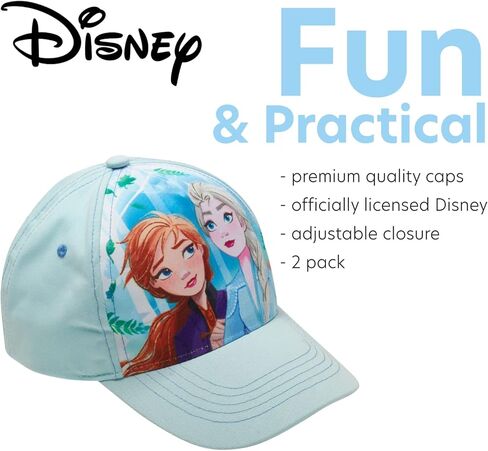 Disney Girls' Frozen Baseball Cap - 2 Pack Princess Elsa and Anna Curved Brim Strap Back Hat (2T-7), Size 4-7 Years, Frozen Spirit 2 Pack in Kuwait