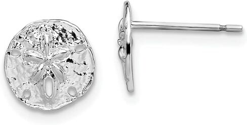 Diamond2Deal 925 Sterling Silver Mini Sand Dollar Earrings (L- 0.39 in, W- 0.35 in) in Saudi Arabia