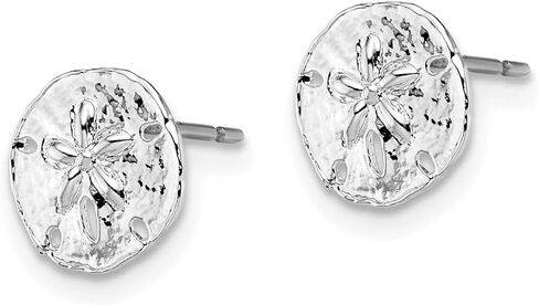 Diamond2Deal 925 Sterling Silver Mini Sand Dollar Earrings (L- 0.39 in, W- 0.35 in) in Saudi Arabia