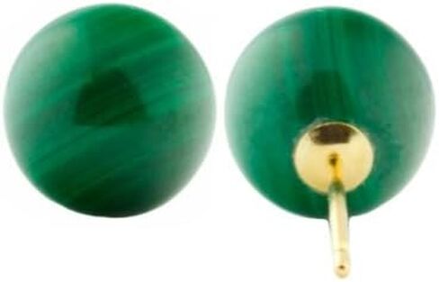 Trustmark 14k الذهب الأصفر الطبيعي 8 مم الملكيت الأخضر الكرة مسمار أقراط in Kuwait