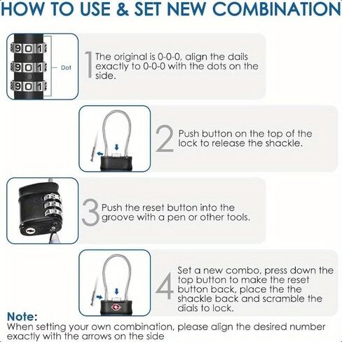 2 Pack Combination Lock Customs Lock Luggage Travel,Black in Saudi Arabia