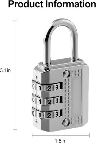 25mm Combination Lock for Gym Locker, Luggage, and Backpack, Durable Padlock, White in Saudi Arabia
