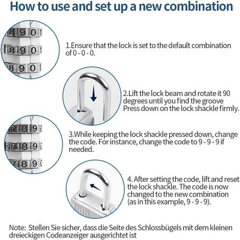 25mm Combination Lock for Gym Locker, Luggage, and Backpack, Durable Padlock, White in Saudi Arabia