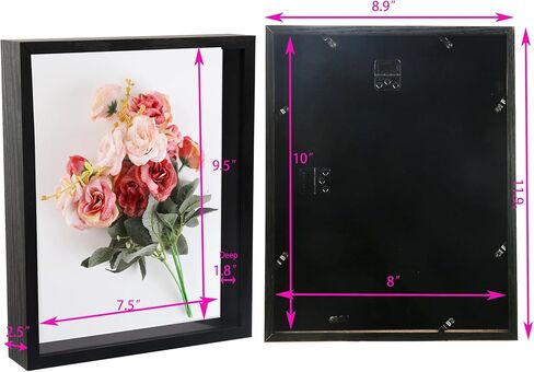 إطار صورة صندوق الظل مقاس 8 × 10، وحافظة عرض ذاكرة سوداء، وإطار صندوق ذاكرة خشبي، عبوة واحدة in Kuwait