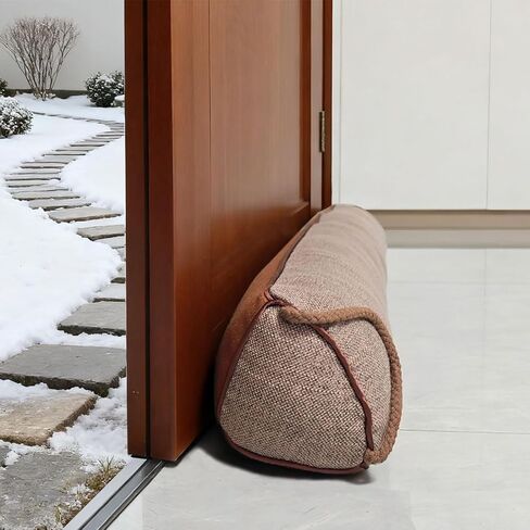 32 Inch Under Door Draft Stopper, Blocks Hot Cold Air Wind from Door and Window Bottom,Weather Seal, Reduce Noise Light,Triangular, Beige in Saudi Arabia