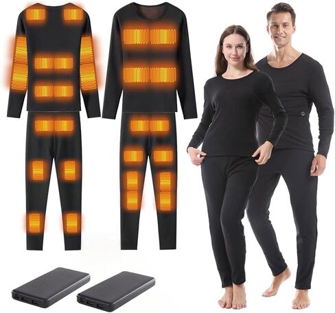 Graphene Heated Thermal Underwear Set 20 Heating Zones, Soft Fleece Lined,USB Electric Heated Base Layer in Saudi Arabia