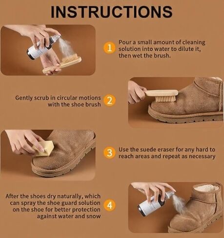 Shoe Cleaning Kit - Suede & Nubuck All-in-One Cleaner with Conditioner, Protector Spray & Brushes in Saudi Arabia