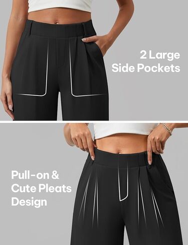 AVAMO Womens Dress Pants Wide Leg Pull On Stretchy Work Pants for Women with Pockets High Elastic Waist Office Business in Saudi Arabia