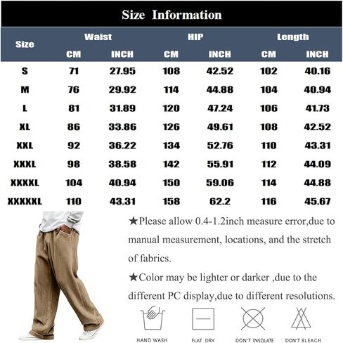 Mens Pants Wide Leg Baggy Corduroy Sweatpants Loose Fit Solid Lightweight Casual Joggers with Pockets in Saudi Arabia