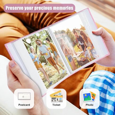 ألبوم صور HoneyTolly مقاس 4x6 100 جيب لهدايا الزفاف، كتاب ذاكرة بغلاف صلب من الكتان، ألبومات صور سهلة الارتداء لحفلات الزفاف، والأسرة، والذكرى السنوية، والرضع، وصور العطلات in Kuwait