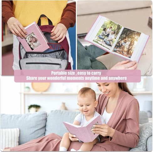 ألبوم صور HoneyTolly مقاس 4x6 100 جيب لهدايا الزفاف، كتاب ذاكرة بغلاف صلب من الكتان، ألبومات صور سهلة الارتداء لحفلات الزفاف، والأسرة، والذكرى السنوية، والرضع، وصور العطلات in Kuwait
