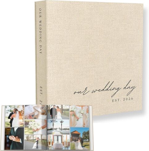 Wedding Photo Album 4x6 Pictures & Custom 2026 Year - Large Picture Scrapbook with 400 Pockets for Horizontal & Vertical Photos - Linen Photo Album Book for Personalized Wedding Day Memory Keepsake in Kuwait