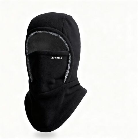 Winter Warmth 2-in-1 Hat & Face Mask - Windproof, Thick Fleece Lining for Cycling, Running, Skiing, Machine Washable in Saudi Arabia