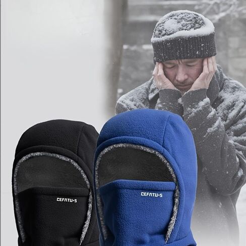 Winter Warmth 2-in-1 Hat & Face Mask - Windproof, Thick Fleece Lining for Cycling, Running, Skiing, Machine Washable in Saudi Arabia