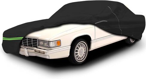 Updated Waterproof Car Cover Compatible with Cadillac Lincoln Chrysler Limo 28-30ft Car Accessories, Black All Weather Car Covers with Zipper&Lock for Car Dust Snow Rain Hail Protection in Saudi Arabia