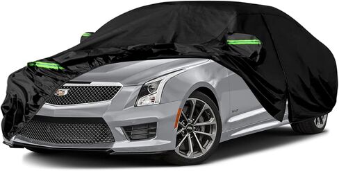 Updated Waterproof Car Cover Compatible with Cadillac Lincoln Chrysler Limo 28-30ft Car Accessories, Black All Weather Car Covers with Zipper&Lock for Car Dust Snow Rain Hail Protection in Saudi Arabia
