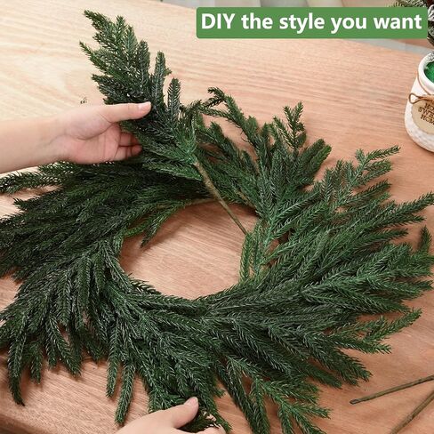 12 Pcs Christmas Norfolk Pine Stems,15" Real Touch Artificial Norfolk Pine Branches,Fake Christmas Greenery Stems Faux Cedar Pine Picks for Vases DIY Table Holiday Winter Xmas Indoor Decor(Green) in Saudi Arabia