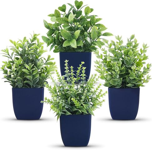 Der Rose 4 Pack Small Fake Plants Artificial Plants Indoor Office Desk Accessories for Aesthetic Room Decor Blue Bathroom Decor in Saudi Arabia