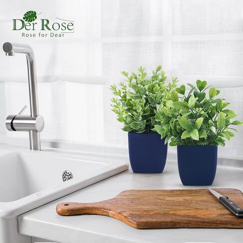 Der Rose 4 Pack Small Fake Plants Artificial Plants Indoor Office Desk Accessories for Aesthetic Room Decor Blue Bathroom Decor in Saudi Arabia