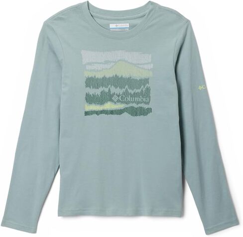 Columbia Youth Dobson Pass Long Sleeve Graphic Tee, Crushed Blue/Hillscape, Medium in Saudi Arabia