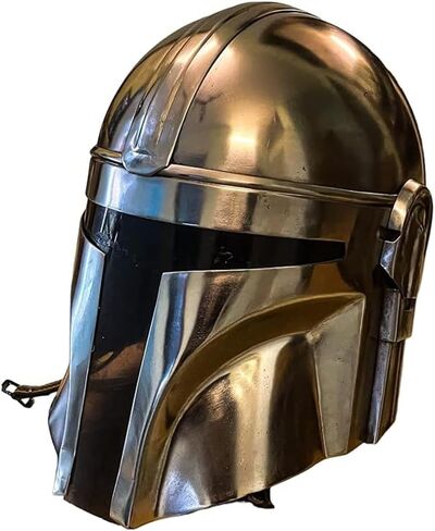 Mandalorian Medieval Costume Helmet with Liner and Chin Strap - LARP/Costumes/Role Plays Steel Helmet in Kuwait
