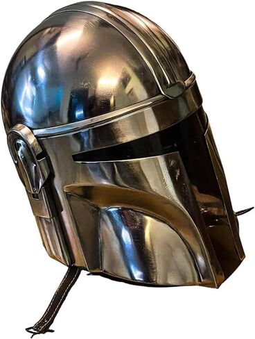 Mandalorian Medieval Costume Helmet with Liner and Chin Strap - LARP/Costumes/Role Plays Steel Helmet in Kuwait