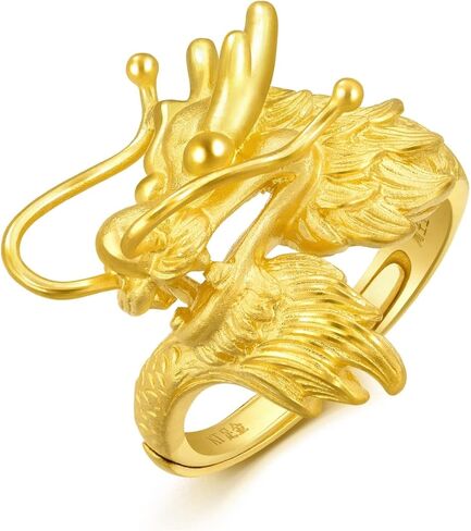 مجموعة الزفاف الصينية CHOW SANG SANG 999.9 24K Gold السعر حسب الوزن 8.98g Gold Dragon & Phoenix خاتم قابل للتعديل للنساء والرجال 86365R | مقاسنا 15 / الولايات المتحدة 7 in Saudi Arabia