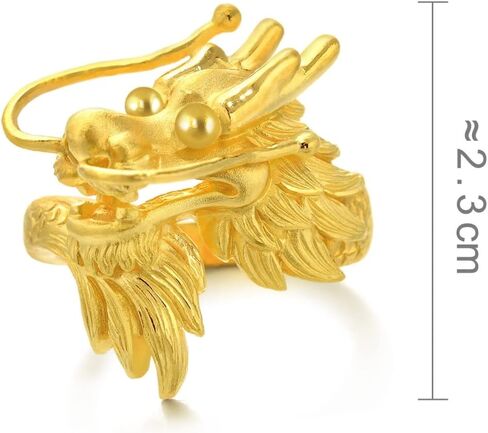 مجموعة الزفاف الصينية CHOW SANG SANG 999.9 24K Gold السعر حسب الوزن 8.98g Gold Dragon & Phoenix خاتم قابل للتعديل للنساء والرجال 86365R | مقاسنا 15 / الولايات المتحدة 7 in Saudi Arabia