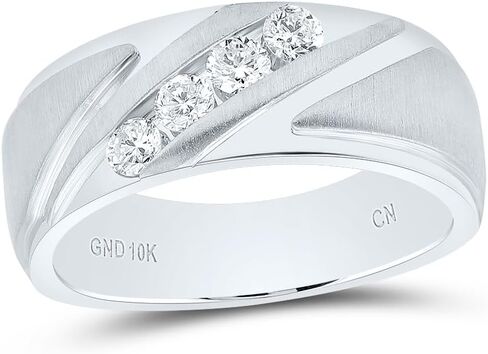 Jewels By Lux 10kt White Gold 1/3 Cttw Diamond Mens Machine-set Band, Men Size: 8-12 in Saudi Arabia