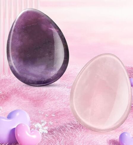 2 Packs Thumb Worry Stone for Anxiety,Natural Rose Quartz Amethyst Healing Crystals Set,Chakra Reiki Gemstone Pocket Palm Stones for Anxiety Stress Relief Meditation Crystal Therapy,Teardrop Shape in Saudi Arabia