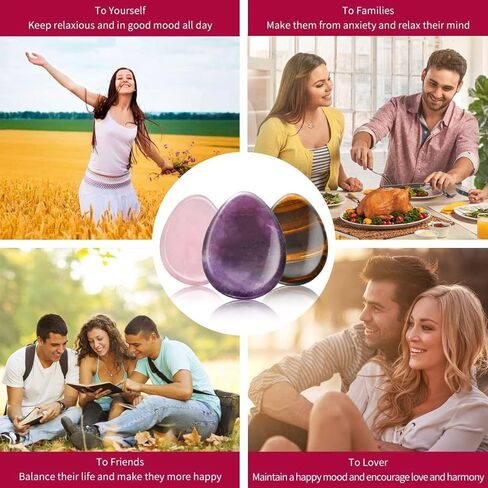 2 Packs Thumb Worry Stone for Anxiety,Natural Rose Quartz Amethyst Healing Crystals Set,Chakra Reiki Gemstone Pocket Palm Stones for Anxiety Stress Relief Meditation Crystal Therapy,Teardrop Shape in Saudi Arabia