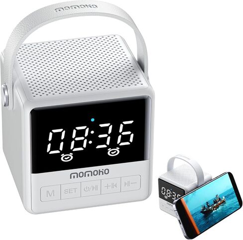 Small Portable Bluetooth Speaker, Crystal Clear Sound with LED Time Display, Built-in Mic, Support TWS Pairing and TF Card Slot for Home/Outdoor(Black) in Kuwait