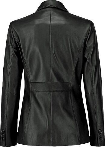Lambskin Leather Blazer Women - Classic 2-Button Coat Style Leather Jacket Women Casual Outing Fashion in Saudi Arabia