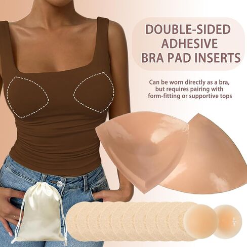 Double-Sided Sticky Bra Lift Inserts | Lightly Padded Push-Up Adhesive Bra for Large Bust | Reusable & Invisible Insert Pads in Saudi Arabia