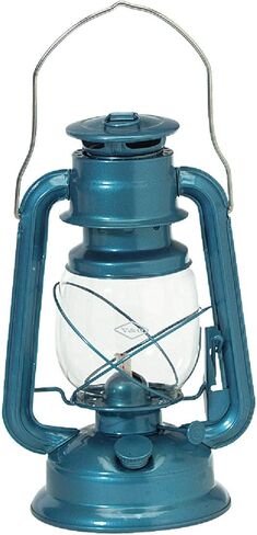 V&O 200-30060 Camper Brass Trim Oil Lantern, Blue in Kuwait