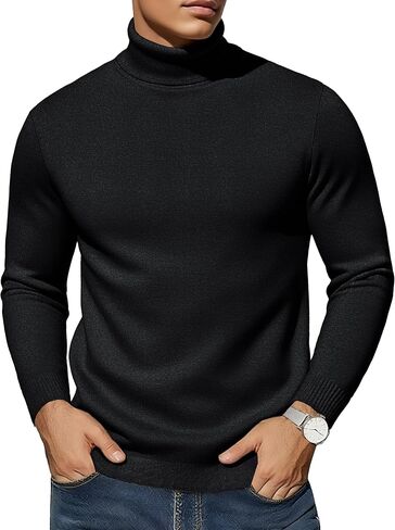 EKLENTSON Men's Turtleneck Sweaters Knitted Pullover Long Sleeve Lightweight Slim Fit Sweater Fall Winter in Kuwait