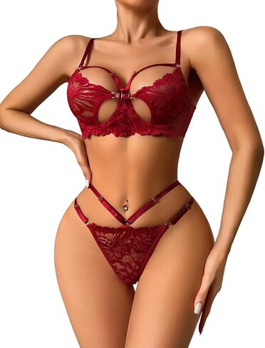 Avidlove Underwire الملابس الداخلية للنساء الدانتيل الصدرية واللباس الداخلي مجموعة ملابس داخلية مثيرة مجموعات 2 قطعة Strappy الملابس الداخلية مع ثونغ in Kuwait