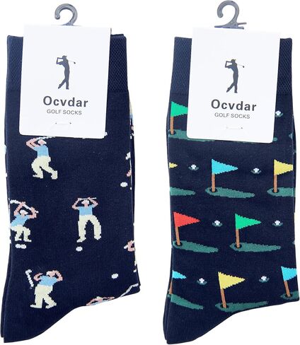 Golf Socks for Men 2 Pairs Funny Golfer Crew Socks Unique & Cool Golf Gift for Men Size 9-13 in Saudi Arabia