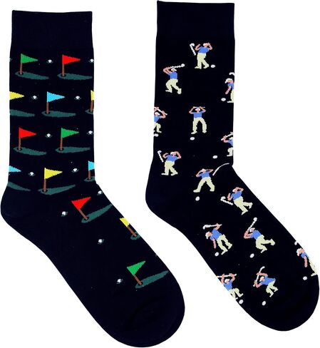 Golf Socks for Men 2 Pairs Funny Golfer Crew Socks Unique & Cool Golf Gift for Men Size 9-13 in Saudi Arabia