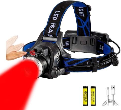 Red Light Headlamp for Hunting, LED Rechargeable Headlamp with 5000 Lumens, 3 Modes Zoomable Night Hunting Light,Waterproof tactical headlamp Red Light Head Lamp for deer coyotes raccoons fox varmint in Saudi Arabia