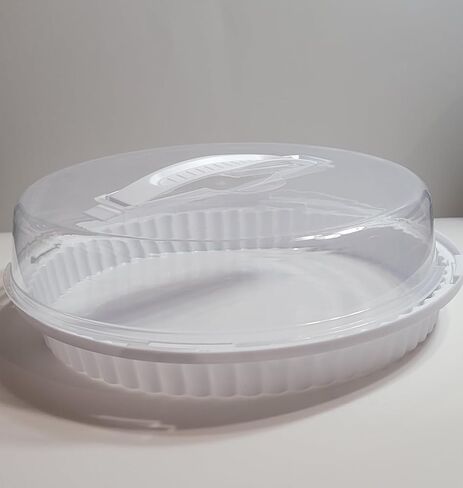 (1) Reusable Plastic Pie Holder with Lid Clear Transparent Pie Keeper Pastry Storage Carrier in Saudi Arabia