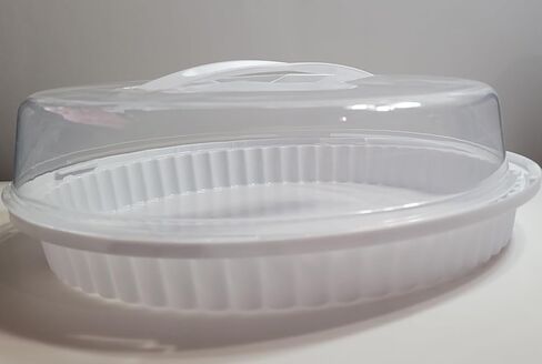 (1) Reusable Plastic Pie Holder with Lid Clear Transparent Pie Keeper Pastry Storage Carrier in Saudi Arabia