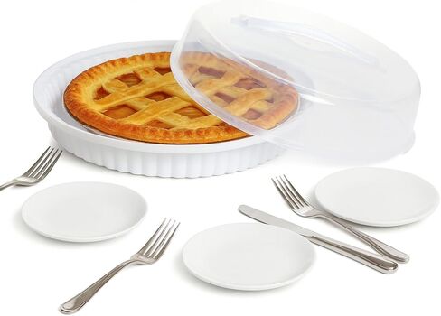 (1) Reusable Plastic Pie Holder with Lid Clear Transparent Pie Keeper Pastry Storage Carrier in Saudi Arabia