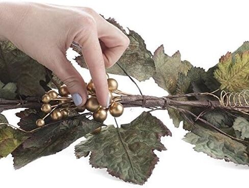 Factory Direct Craft Pair of Tuscan Artificial Grape Swag with Gold Grapes and Tendrils Throughout for Home Decor, and Displaying in Saudi Arabia