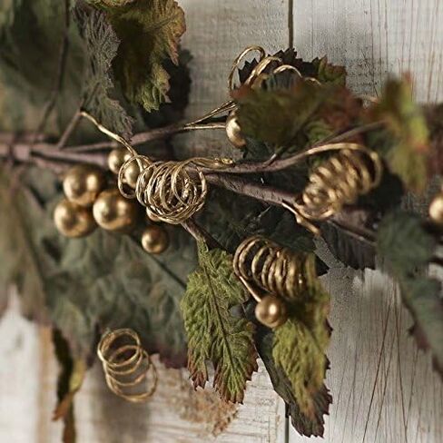 Factory Direct Craft Pair of Tuscan Artificial Grape Swag with Gold Grapes and Tendrils Throughout for Home Decor, and Displaying in Saudi Arabia
